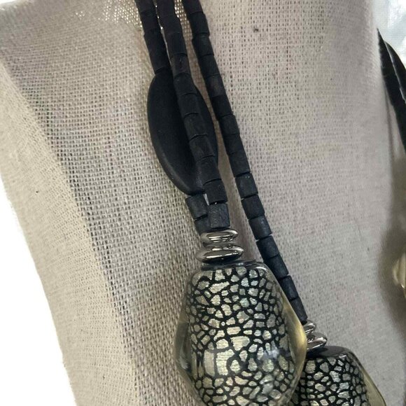 Chico's Women's Iridescent Black & Silver Multi-Strand Necklace - Picture 5 of 6